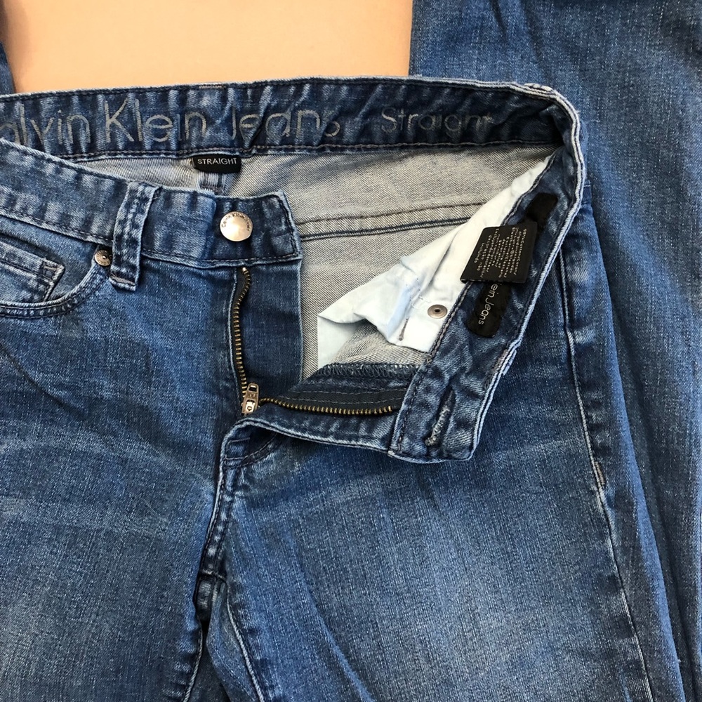Calvin Klein Classic Blue Straight Leg Jeans - Picture 3 of 12
